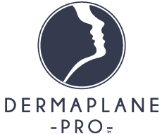 dermaplane logga till rullande bandet och i texten